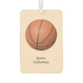 チーム名または個人名のバスケットボールの追加 カーエアーフレッシュナー (裏面)