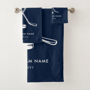 チーム名アイスホッケーAny Color Navy Blue バスタオルセット