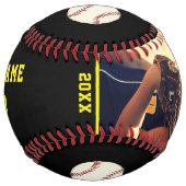 チーム名カスタム付きソフトボール写真黒 ソフトボール (正面)