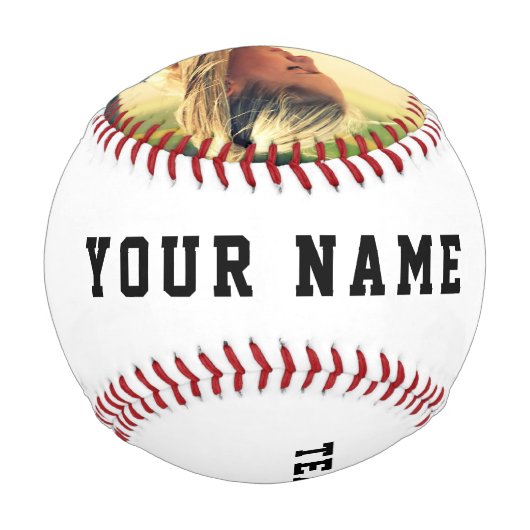 チーム名カスタム付き野球の写真 野球ボール (裏面)