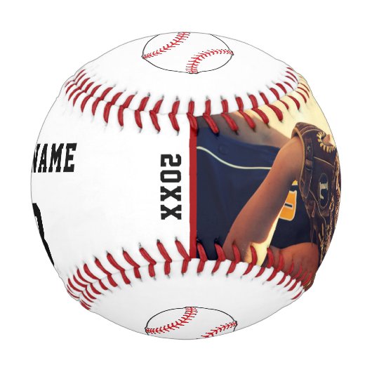 チーム名カスタム付き野球の写真 野球ボール (正面)