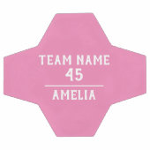 チーム名カスタム番号の付いたピンクガールのサッカーボール サッカーボール (フラット)
