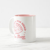 チーム名カスタム番号を持つ野球母チーム ツートーンマグカップ (正面左)