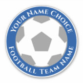 チーム名ノートパパーソナライズされたソコン付きサッカーファン シール (正面)