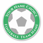 チーム名ノートパパーソナライズされたソコン付きサッカーファン シール (正面)