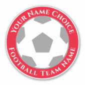 チーム名ノートパパーソナライズされたソコン付きサッカーファン シール (正面)