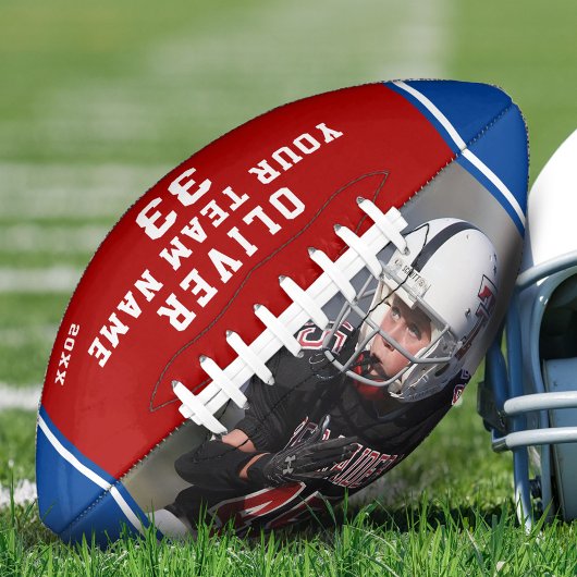 チーム名プレイヤー番号レッドブルーのストライプ写真 アメリカンフットボール