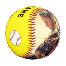 チーム名付き黄色の野球の写真 野球ボール