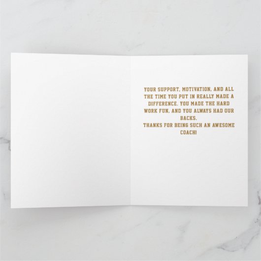 チーム名写真とCoach Big Cardありがとう カード (内部)