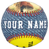 チーム名番号デニムジーンズフォトカスタム ソフトボール (裏面)