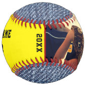 チーム名番号デニムジーンズフォトカスタム ソフトボール (正面)