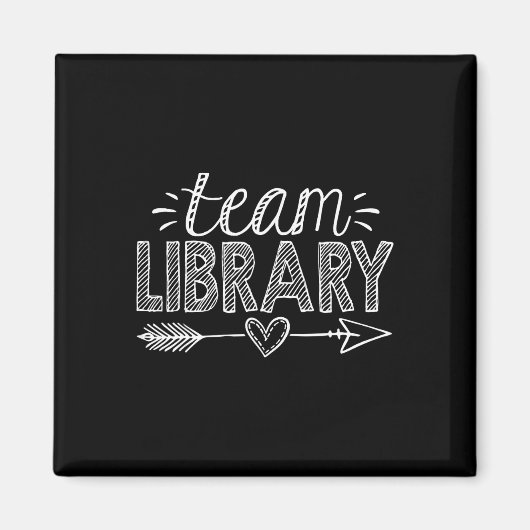 チーム図書館Tシャツ 先生 生徒 チェック スクール マグネット (正面)