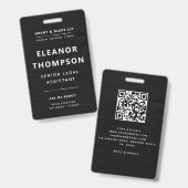 チーム建物ブラックモダンQRエレガントビジネス バッジ (表裏)