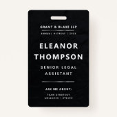 チーム建物ブラックモダンQRエレガントビジネス バッジ (正面)