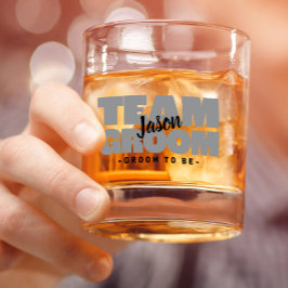 チーム新郎の名結婚前ブラックグレイカスタム ウイスキーグラス