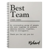 チーム最高の定義のカスタマイズ可能なチームスピリット ノートブック (正面)