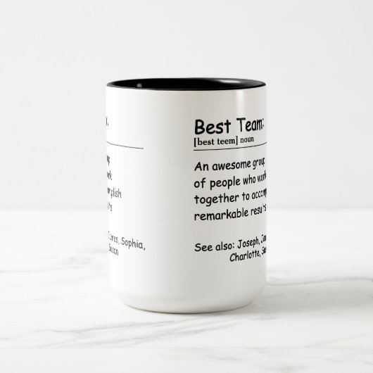 チーム最高の定義の従業員の評価のカスタム ツートーンマグカップ (中央)