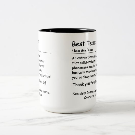 チーム最高の定義の従業員の評価のカスタム ツートーンマグカップ (中央)