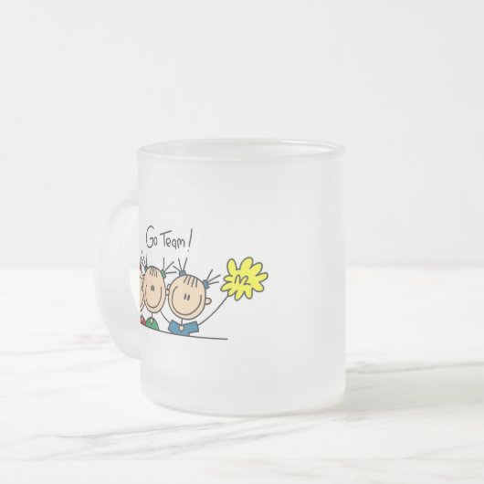 チーム棒の姿のマグは行きます フロストグラスマグカップ (正面左)