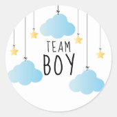 チーム男の子が青い雲を星にジェンダーが投票を明かす ラウンドシール (正面)