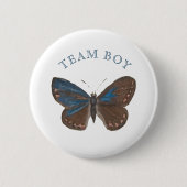 チーム男の赤ちゃんエレガントバタフライ性別の表示 缶バッジ (正面)