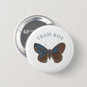 チーム男の赤ちゃんエレガントバタフライ性別の表示 缶バッジ (正面&裏面)