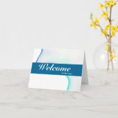 チーム白くミニマルで青いバッジへの歓迎 カード (黄色い花)