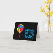 チーム祝いの気球への歓迎 カード (黄色い花)