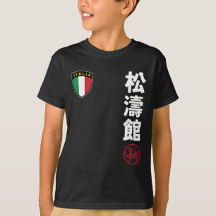 チーム空手松等館イタリア国旗Kanji 日本の Mar Tシャツ