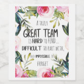 チーム素晴らし感謝していギフト素晴らしいチーム引用文 ワインラベル (シングルラベル)