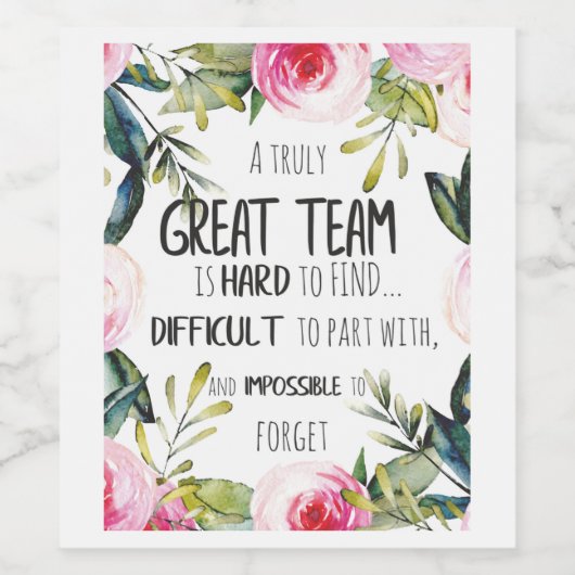 チーム素晴らし感謝していギフト素晴らしいチーム引用文 ワインラベル (シングルラベル)