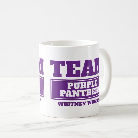 チーム紫色はチームおよび名前のマグを個人化します コーヒーマグカップ (正面右)