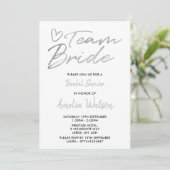 チーム花嫁のフェイクな銀製のブライダルシャワーの招待 招待状 (スタンド正面)