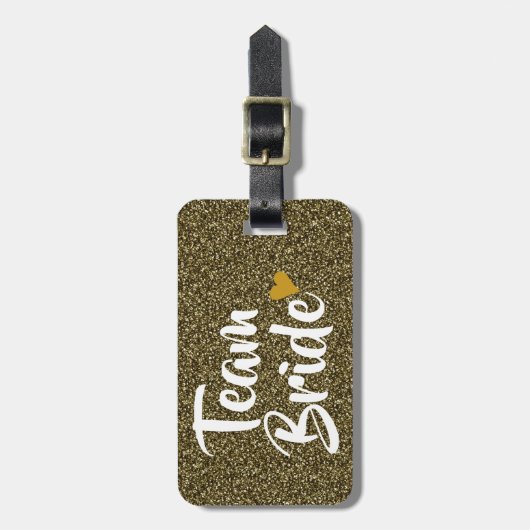 チーム花嫁の金ゴールドのハートのグリッター ラゲッジタグ (正面縦)