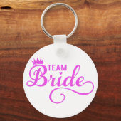 チーム花嫁、ピンクのワードアート キーホルダー (正面)