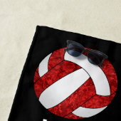 チーム赤と白カラー私はバレーボールが大好きガーリー ビーチタオル (インサイチュ)