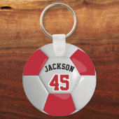 チーム赤と白サッカー⚽ボールキーチェーン キーホルダー (正面)