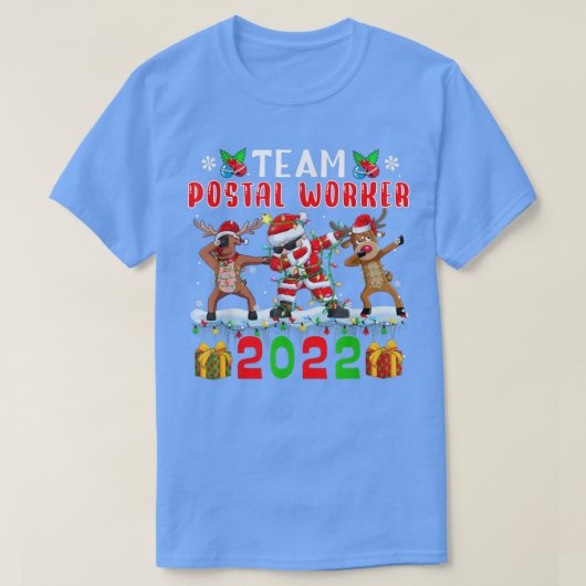 チーム郵便労働者2022クリスマスライトDabbing Reinde Tシャツ (デザイン正面)