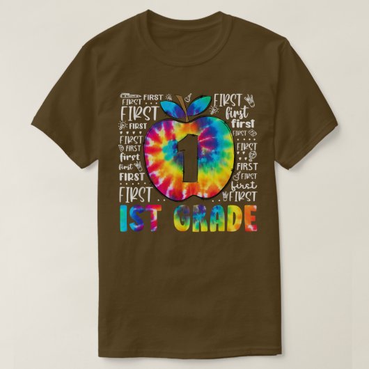 チーム1年生タイポグラフィ絞り染め新学期T Tシャツ (デザイン正面)