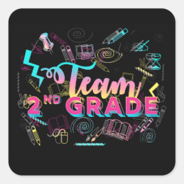 チーム1年生2年生の新学期シール スクエアシール