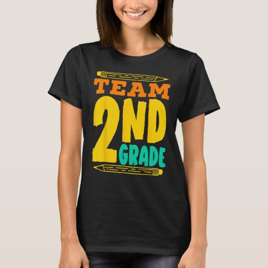 チーム2年生ペンシル新学期先生シュトゥード Tシャツ (正面)