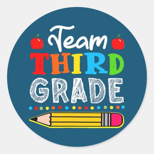 チーム3年生先生新学期ギフト ラウンドシール (正面)