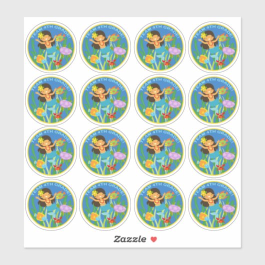 チーム4年生！人魚とウミガメ シール (シート)