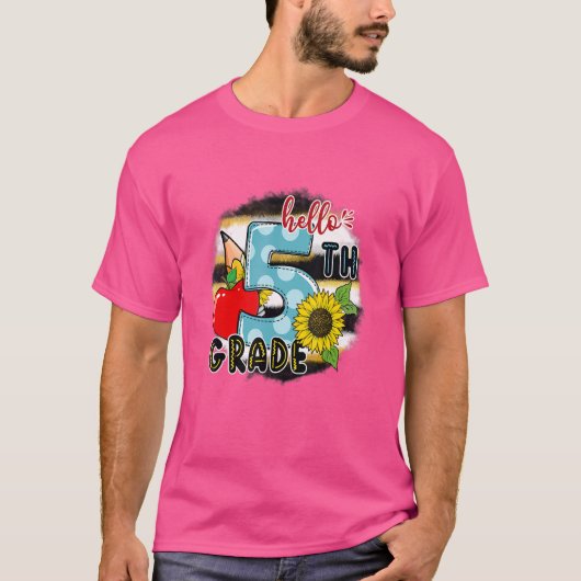 チーム5年生こんにちは5年生ひまわり戻る Tシャツ (正面)