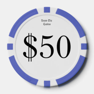 チーム6 (おもしろいなカジノのお金) $50のカジノの硬貨 ポーカーチップ
