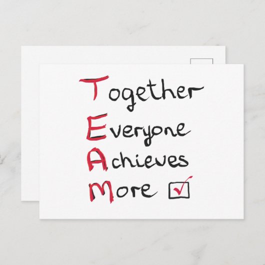 チーム - みんなで一緒にすればもっとできる ポストカード (正面/裏面)