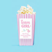 チーム ガール ピンク 性別発表パーティー オーダーメイド ポップコーンラベル 長方形シール