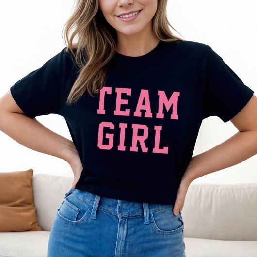 チーム ガール ブラック ピンク 性別発表 女性用 Tシャツ