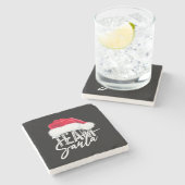 [チーム]サンタメリークリスマスデザイン（赤い帽子付き） ストーンコースター (横)