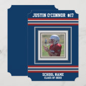 チーム スポーツ ストライプ フォト 卒業発表 招待状 (正面/裏面)